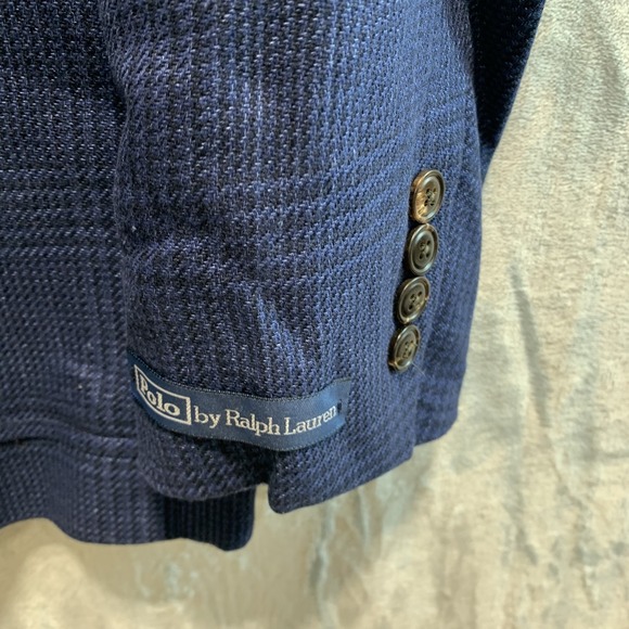 Polo Ralph Lauren Men's Blazer Tailored Glen Plaid Sport Coat Men 42R Navy Linen - Picture 9 of 15